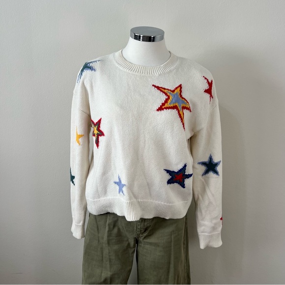 Rails Perci Sweater XS Cream Star Print Cotton Cashmere Blend Knit Womens - Picture 3 of 10